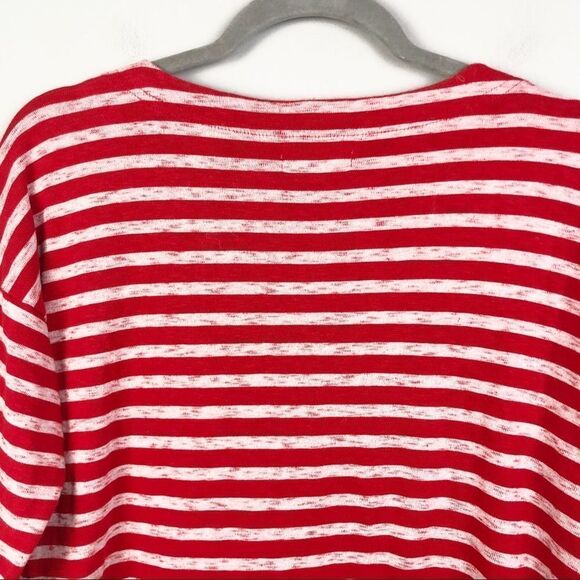 MADEWELL | Cozy Slub Red White Striped Top 3/4 Sleeve Women’s Size Small - Picture 9 of 13